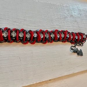 Agatha Paris Zirconia Red Fabric Bracelet
